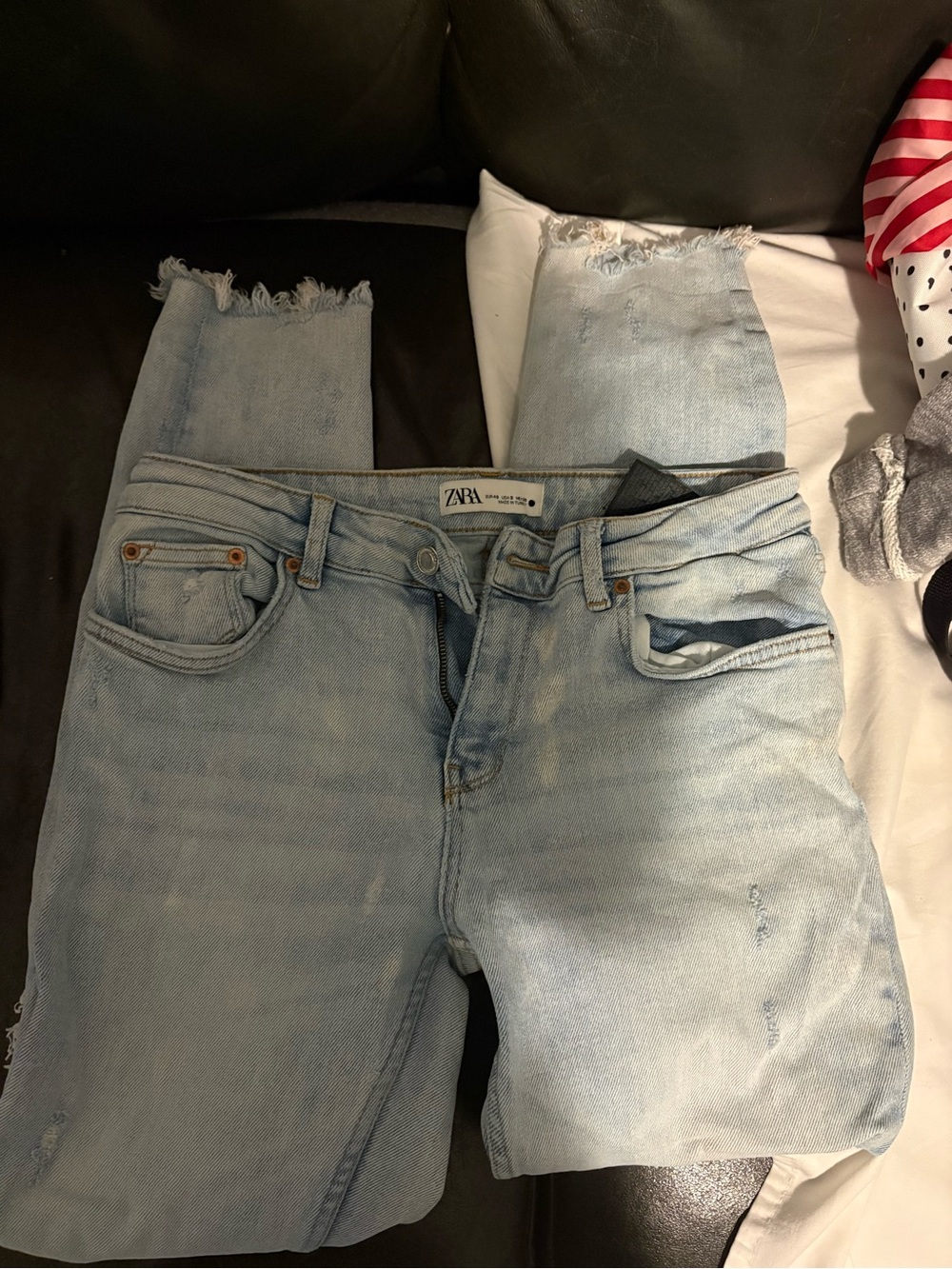 ZARA Light Blue Distressed Women's Jeans